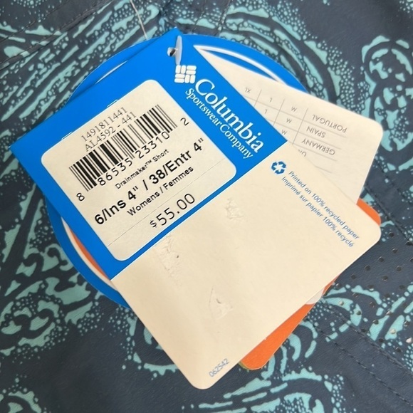 NWT Columbia Drainmaker Swim Board Shorts Aqua Windy Waters Print size 6 - Picture 5 of 16